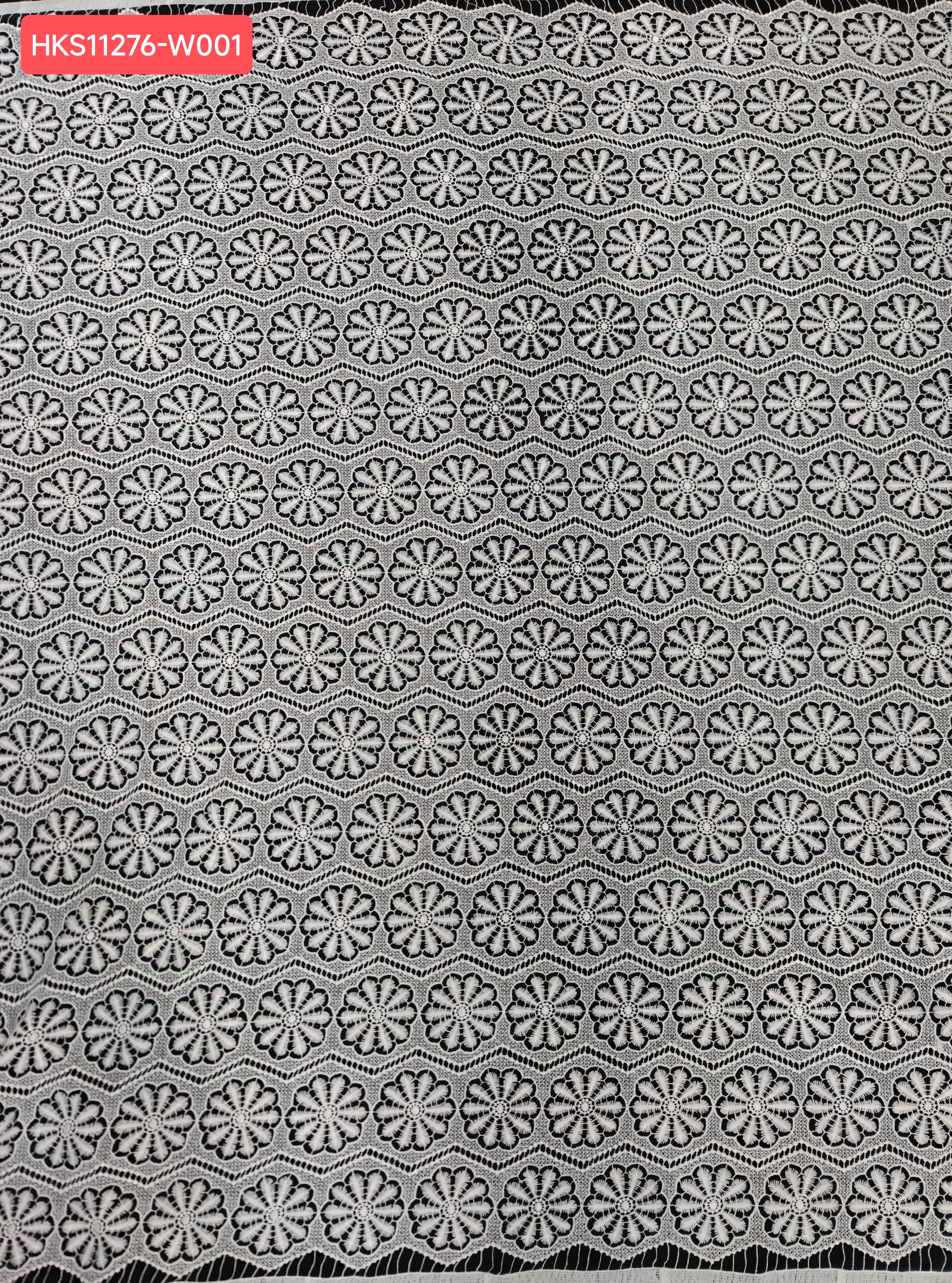 White Flower Pattern Chemical Embroidery  Fabric for bridal dress HKS11276  