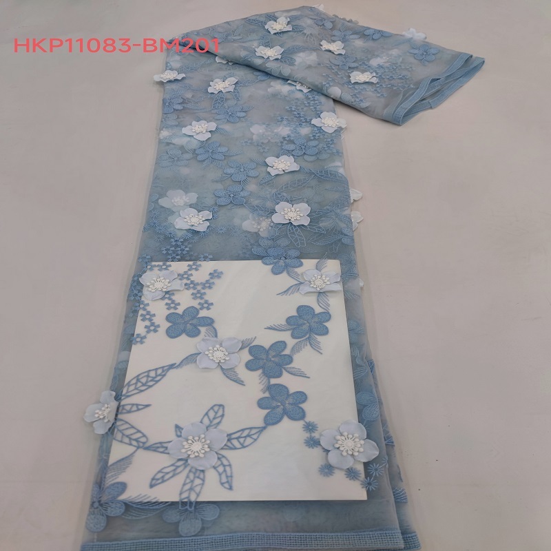 Multi-colored Floral and Leaf Pattern Plain Embroidery Fabric with 3D Applique HKP11083  multi-colored embroidery fabric,plain embroidery,3d embroidery