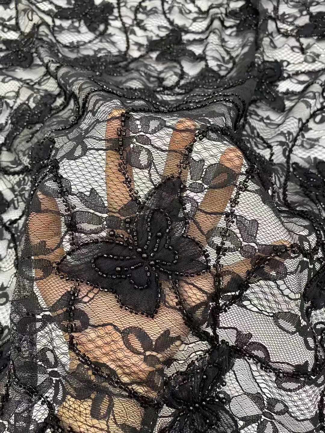 Unique Black Butterfly Luxury Fabric bead tube with lace ground colling embroidery HKD9938-P701  