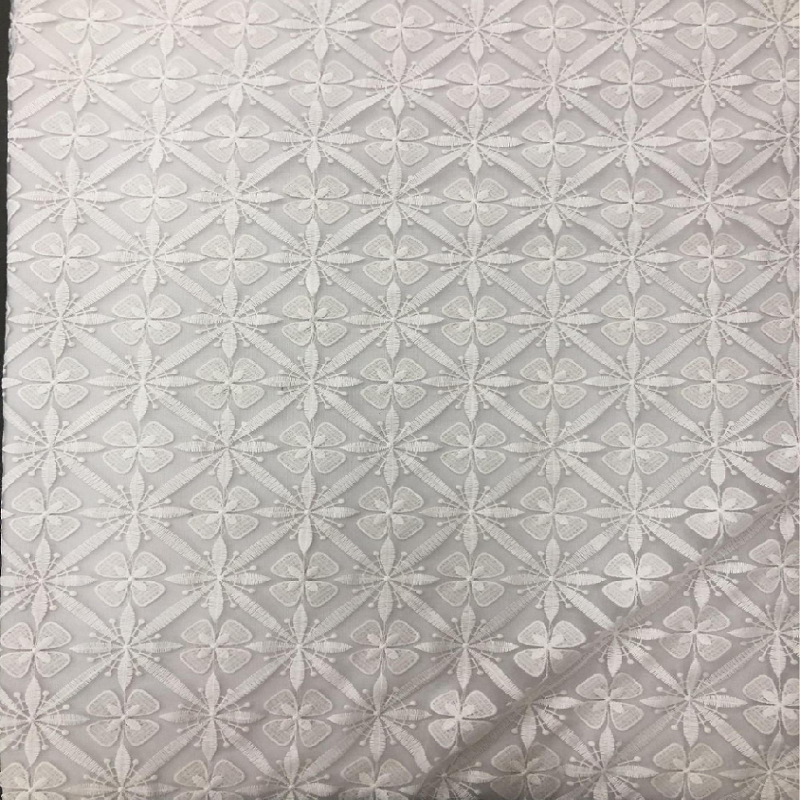  Floral and Leaf  Pattern Plain Embroidery White Base Fabric for lady dress HKP11204  embroidery lace,flower fabric