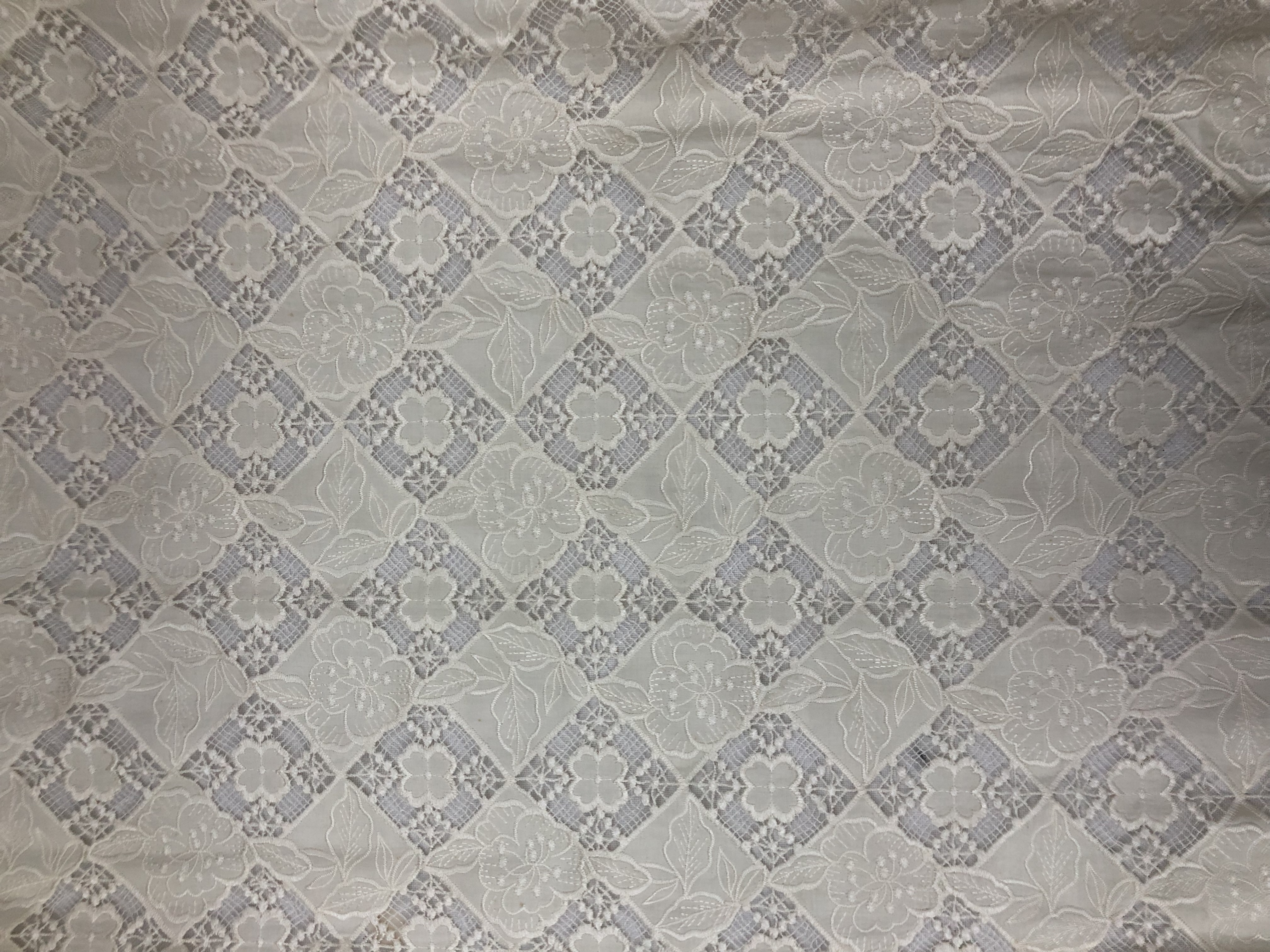   White Diamond and Flowers Pattern Laser Cutting Embroidery  Fabrics HKH8360  embroidery factory,textile factory,laser embroidery fabric