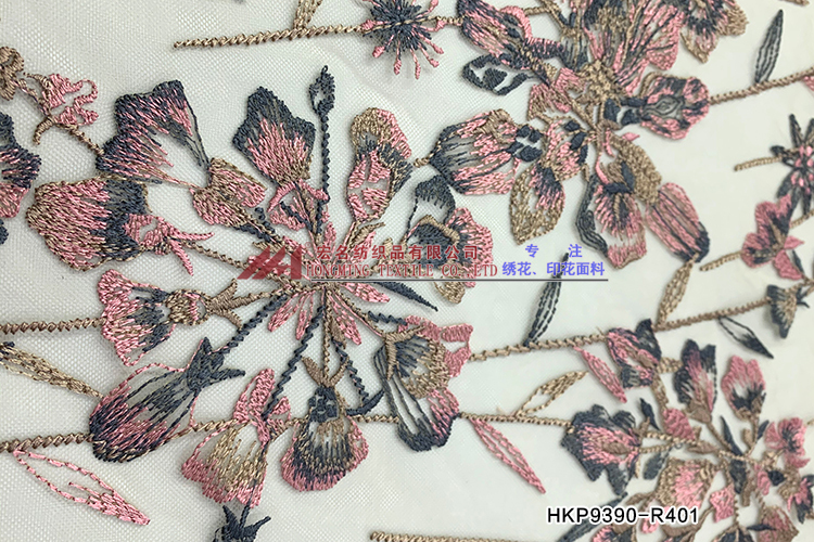 Colourful flowers and plants pattern plain Embroidery HKP9390-R401  