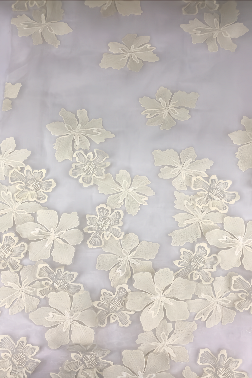 Elegant Flowers Pattern Plain Embroidery Fabric with 3D applique for lady dress HKP4169  textile company,embroidery
