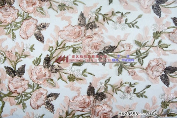 Designable Flower Pattern Sparkle and Matte Sequins Embroidery  HKZ8558---R404  