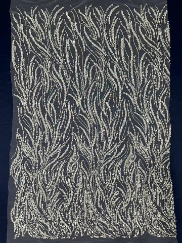 Bridal Classic and Elegant Styles Leaves Pattern Sequins Embroidery Fabric with Beads 091201  equins Embroidery Fabric,Embroidery fabric,embroidery fabric
