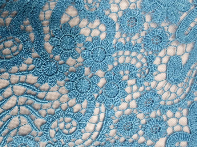 Funky Blue Flower Pattern Hollow out Chemical Embroidery HKS5065-W001  