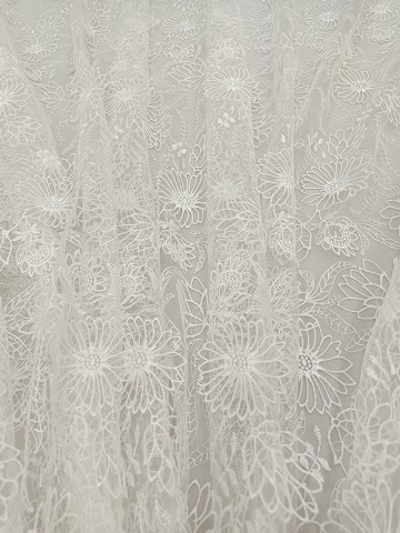 Classic Styles White Flower Pattern Plain Embroidery Fabric for Women Dress  HY4097  Embroidery fabric,wedding dress,textile factory