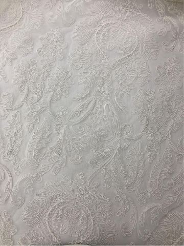White Fashionable Leaf and Flowers Pattern Cord Embroidery Fabric for Bridal Dress EX587  fashion fabric,cord embroidery,bridal dress fabric