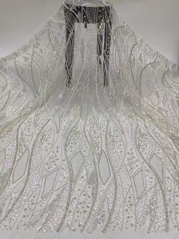 Hot Styles Leaves Pattern with Sequins and Beads Hollow out  Sequins Embroidery Bridal Fabric ST02  flower fabric,sequins fabric