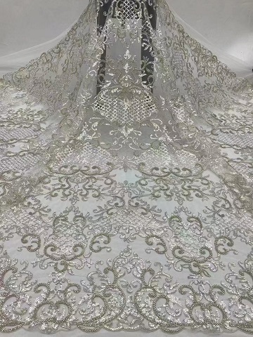 New Styles Gold Thread Luxury Heavy Leaf Pattern Sequins Embroidery  Fabric ST03  embroidery fabric,fashion fabric