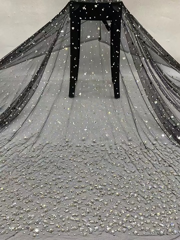 New Trending  Multiple Pattern Sequins Embroidery Fabric with Black mesh STO4  sequins embroidery,flower fabric,fashion fabric