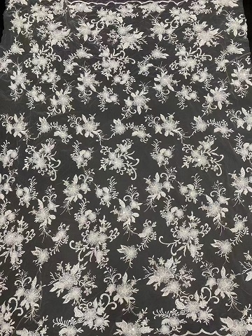 2024 New Styles Flower and Leaf Pattern Sequins Embroidery Fabric with beads for Bridal  dress ST05  embroidery fabric,fashion fabric,textile company