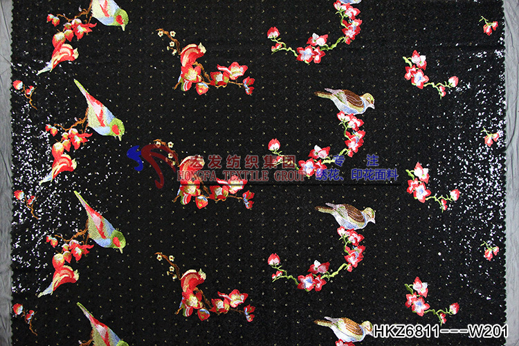 Characteristic Sequin Fabric Animal Pattern Shiny Polyester Silk  