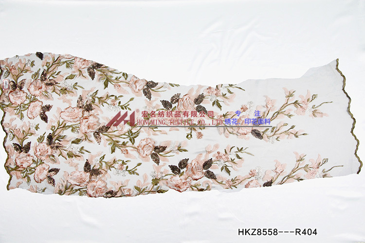 Designable Flower Pattern Sparkle and Matte Sequins Embroidery  HKZ8558---R404  