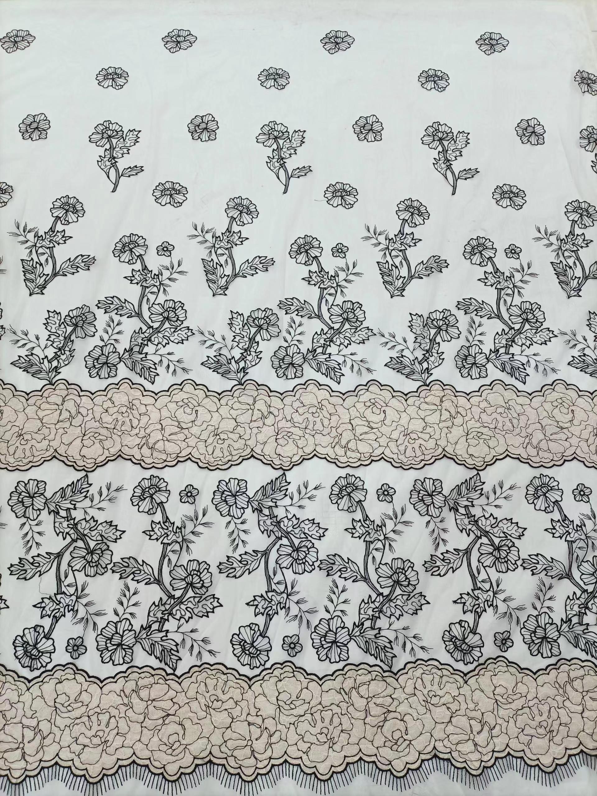 Flower Pattern PlainEmbroidery HKP8312-W504  