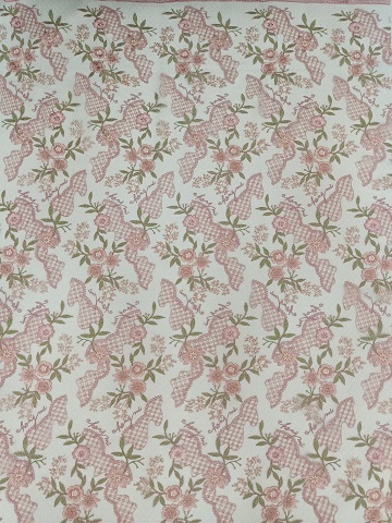 Pink Flower and leaf Pattern Plain Embroidery HKP11132-W901  