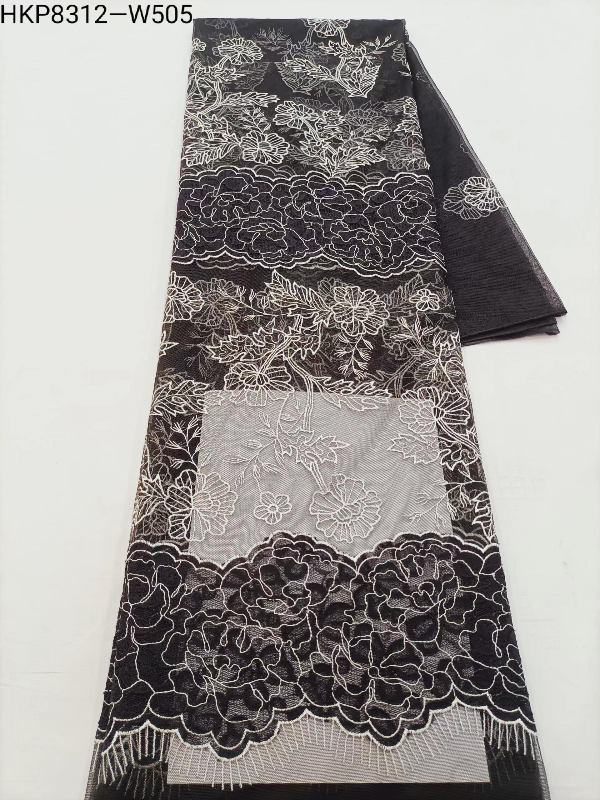 Flower Pattern Plain Embroidery HKP8312-W505  