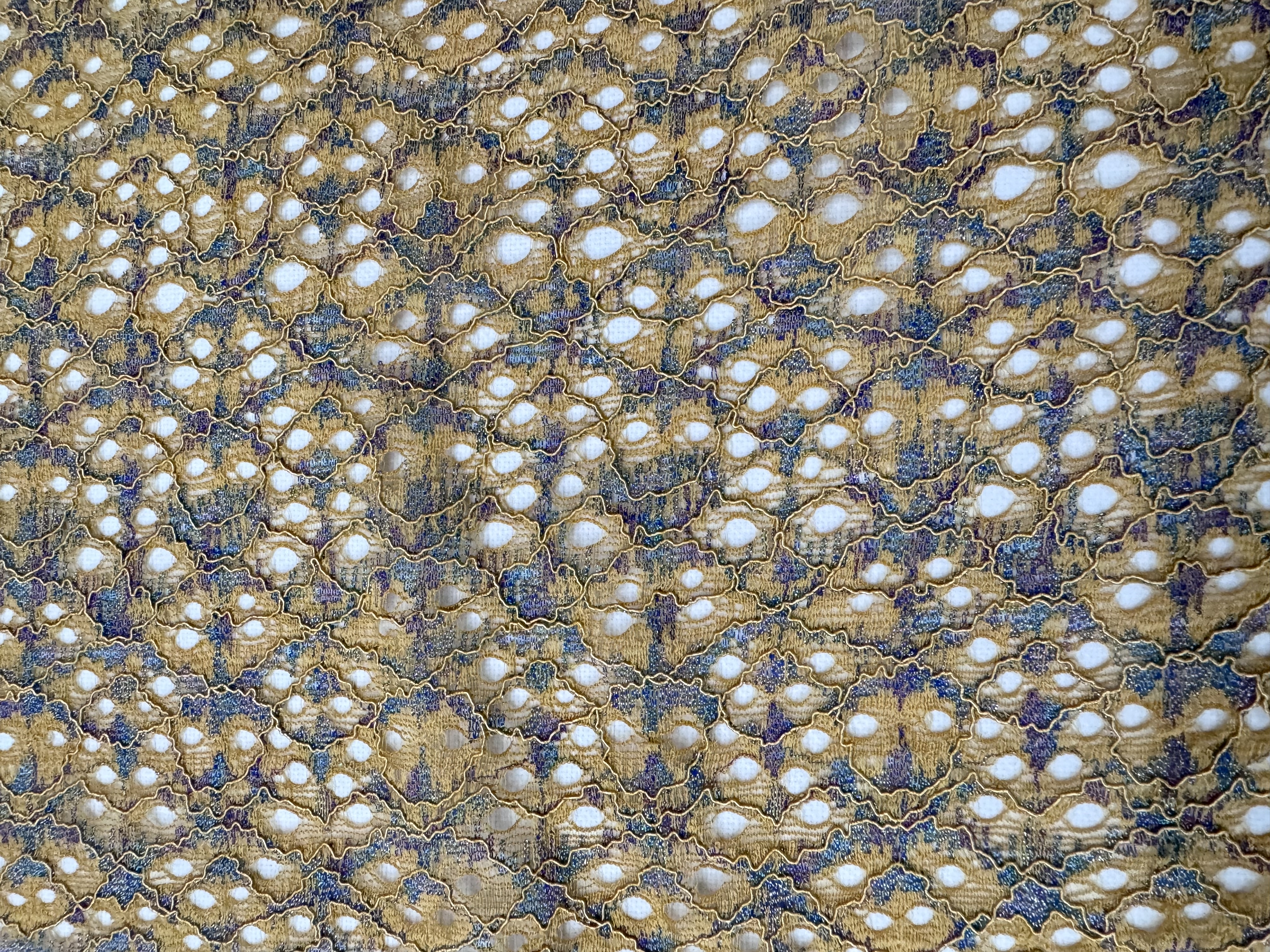 Exclusive Brightly-colored Shiny Diamond Pattern Embroidery Lace Fabric with cord embroidery L1319-1  