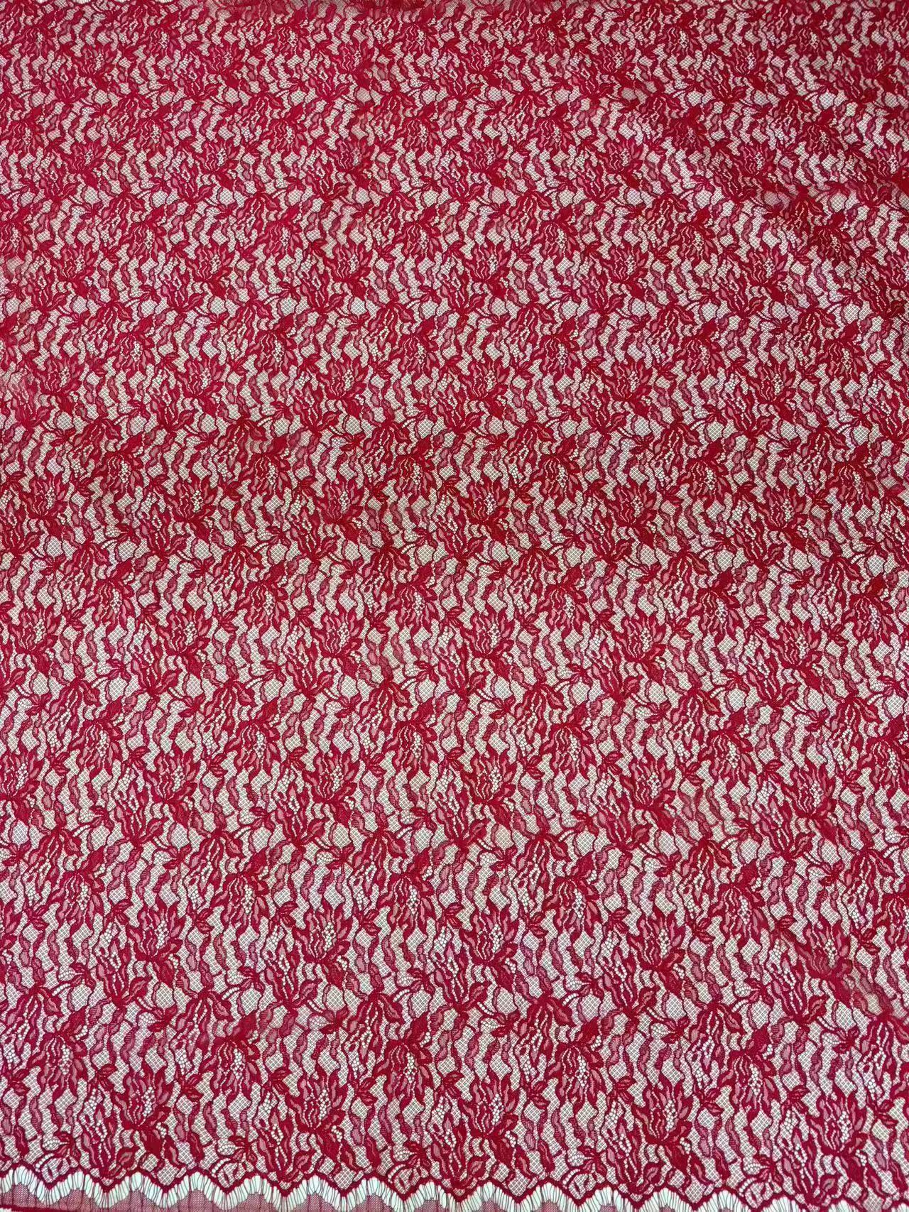 Popular Design Red Floral Pattern Lace Embroidery Fabric for formal dress L1318-01  