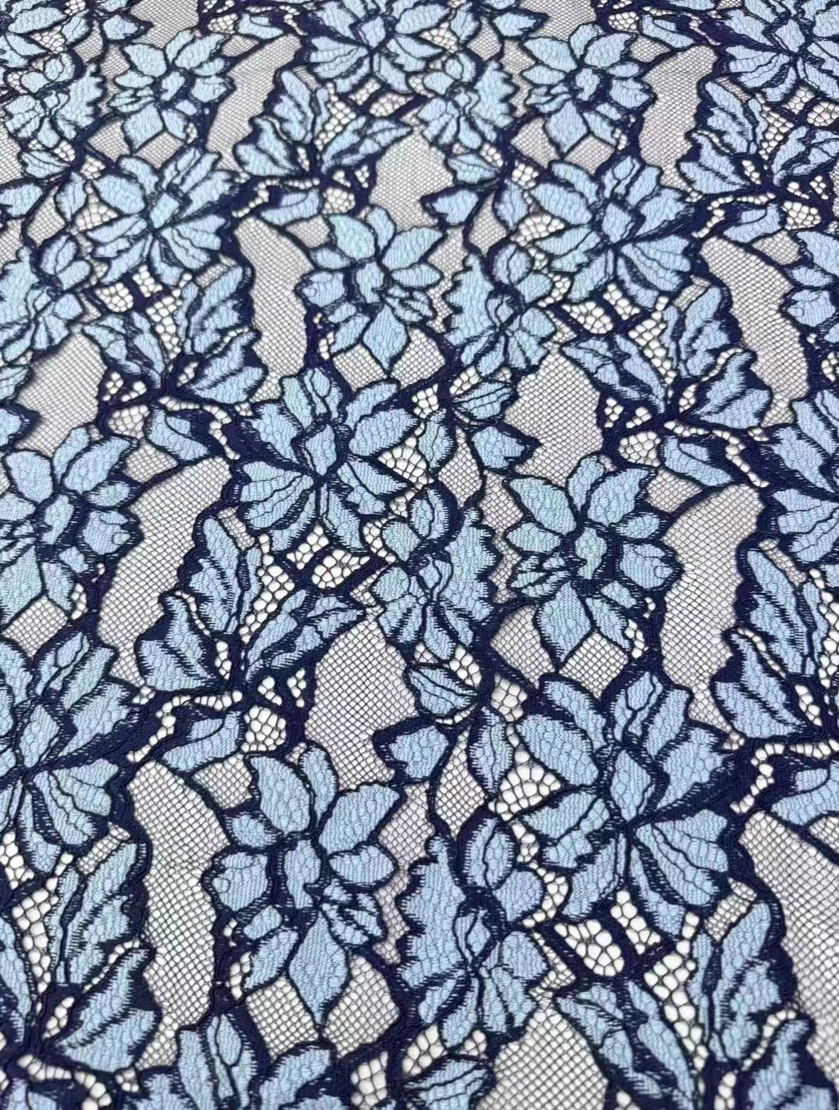 Blue Floral Pattern Elegant Lace Embroidery Fabric for lady dress and clothes  L1239  