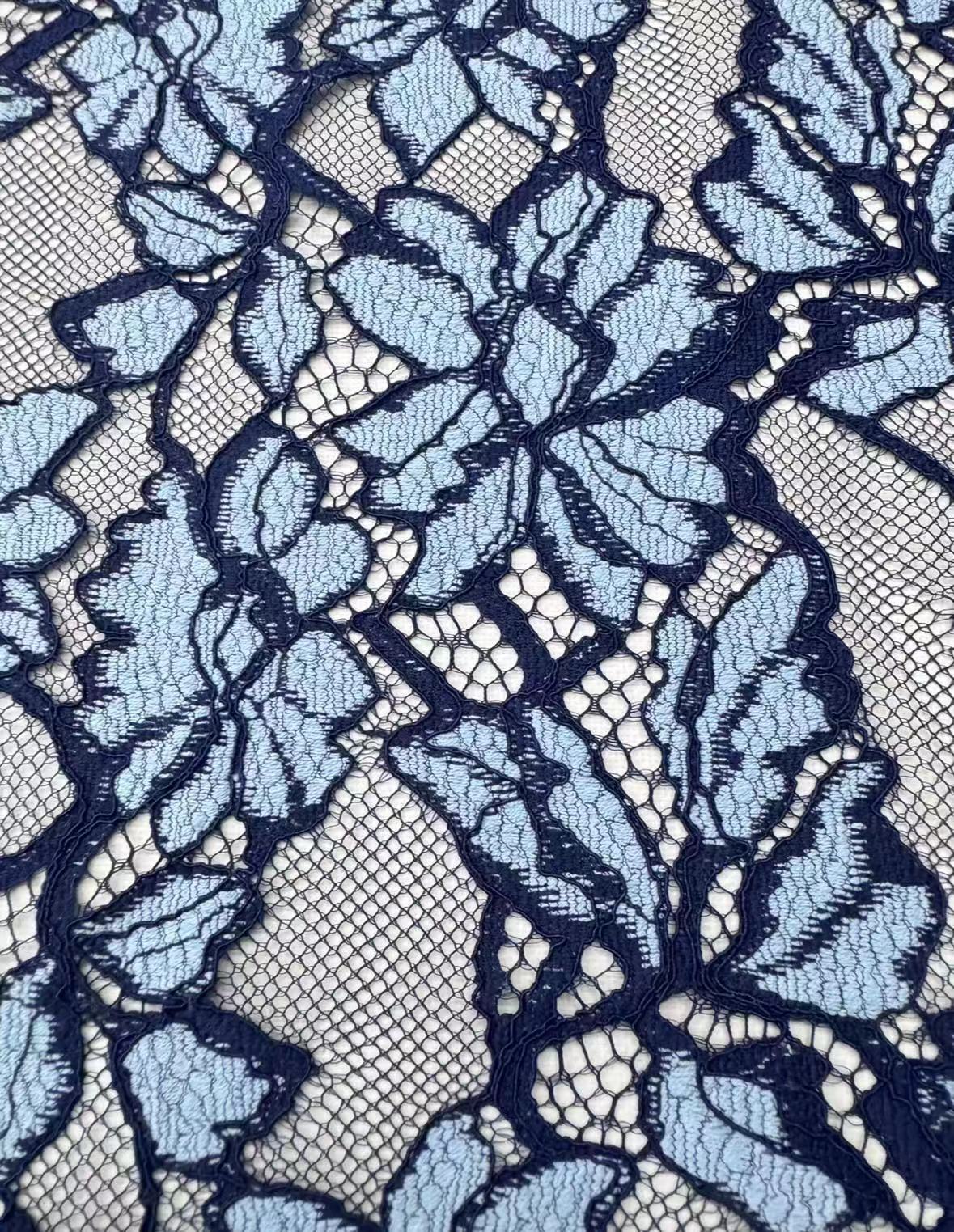 Blue Floral Pattern Elegant Lace Embroidery Fabric for lady dress and clothes  L1239  