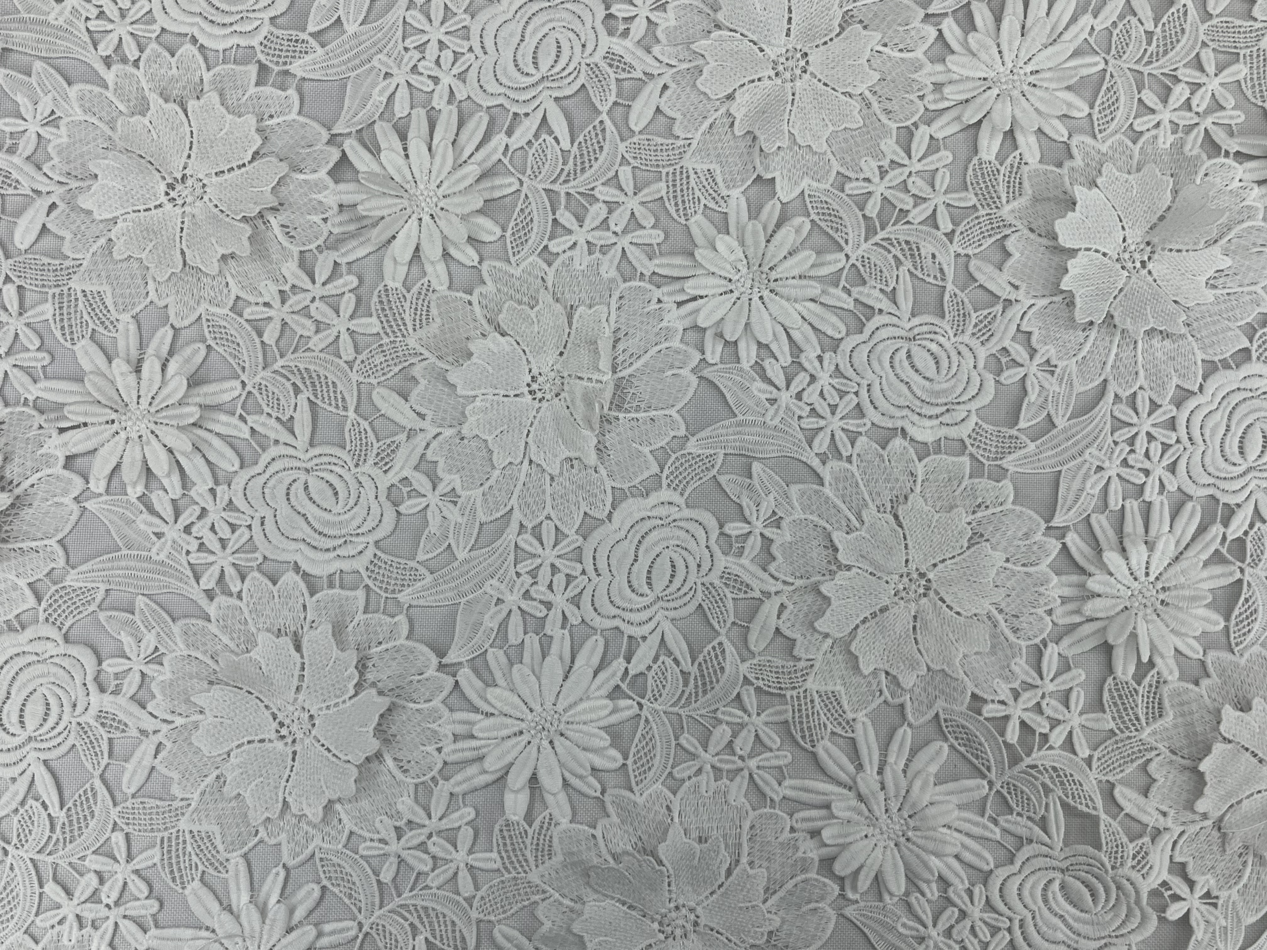 3D Flower Pattern  Chemical Embroidery  HKS9931-W001  