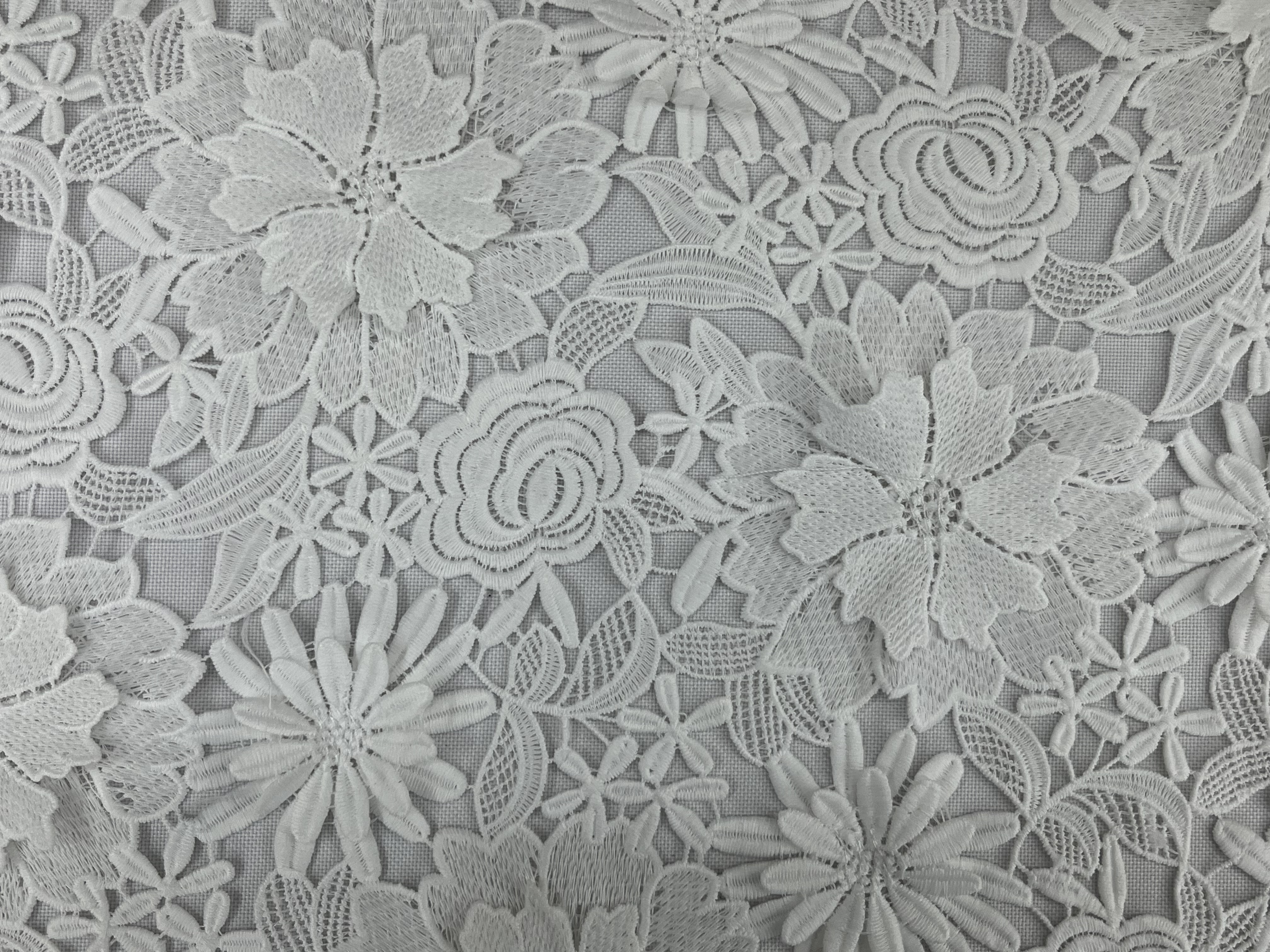 3D Flower Pattern  Chemical Embroidery  HKS9931-W001  