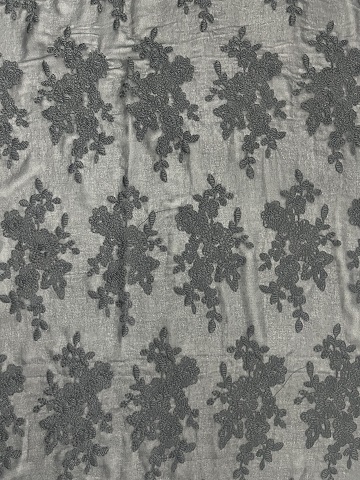 Elegant Black Floral and Leaves Pattern  with Chiffon Plain Embroidery Fabric 111112  plain embroidery fabric,fashion fabric
