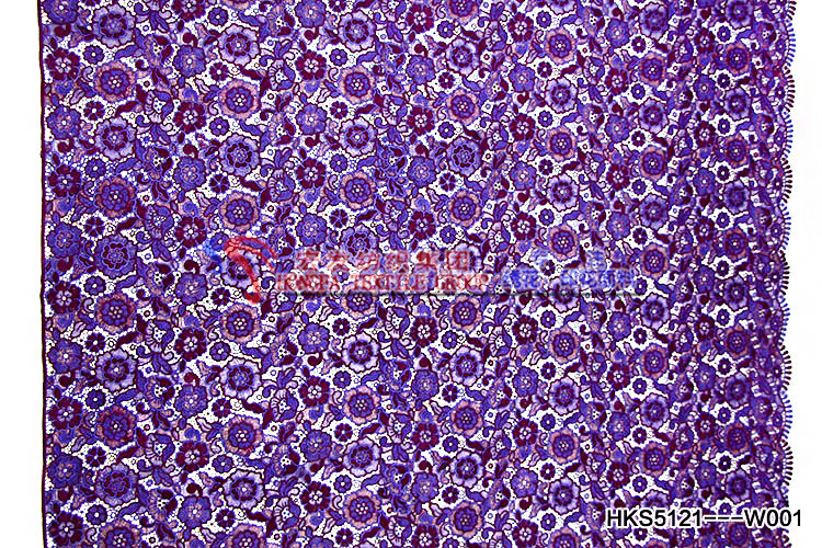 New styles Brightly-coloured Purple Flower and Foliage Pattern Chemical Embroidery Fabric  HKS5121---W001    Chemical Embroidery Fabric