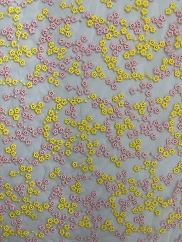 New Styles Colorful Flowers Pattern  with Mesh Plain Embroidery Fabric 101112  dress fabric,plain embroidery,colorful embroidery fabric