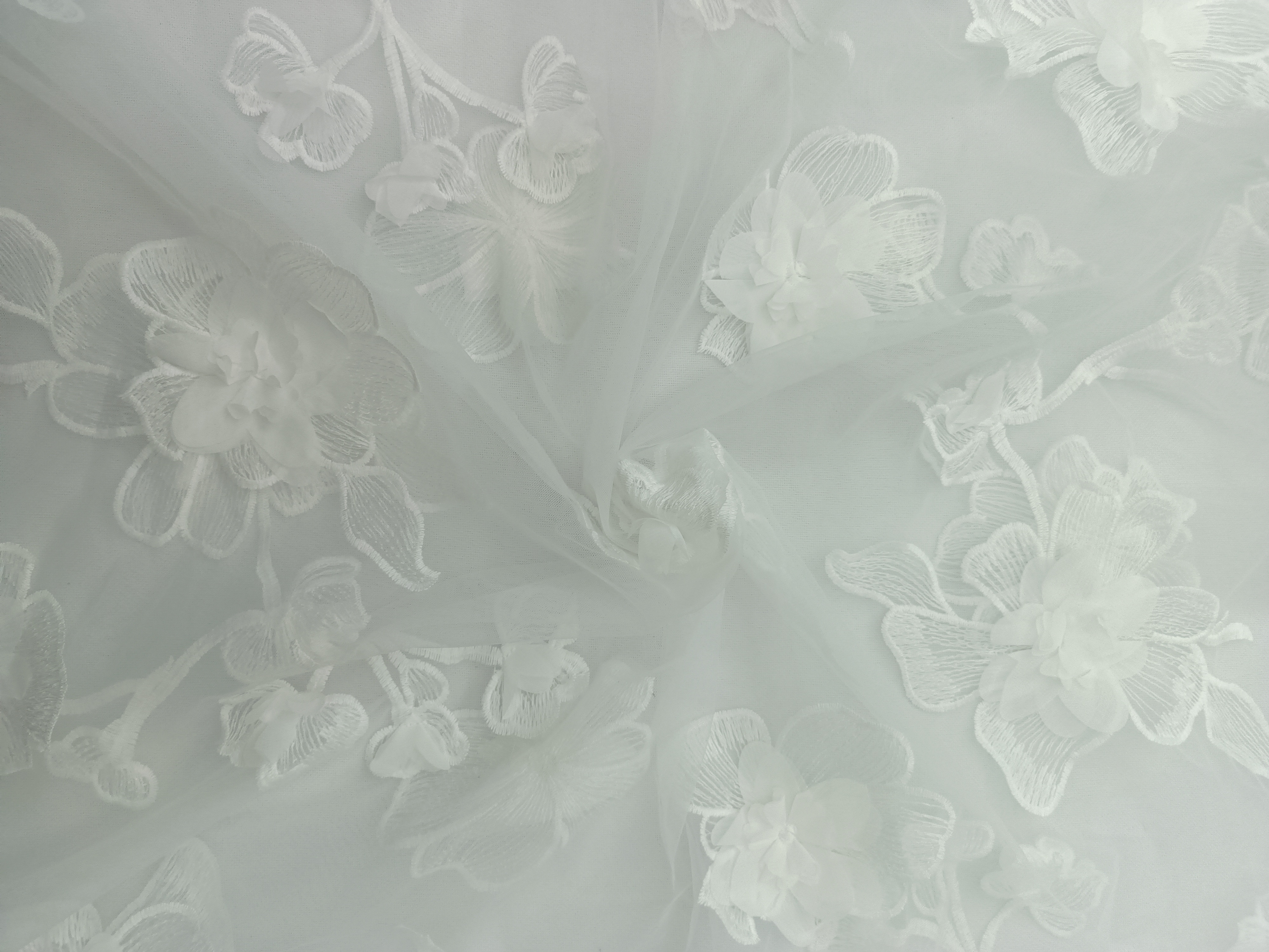 Simplicity White Flower Pattern Plain embroidery Fabric HKQ9975-M201  White Flower Pattern