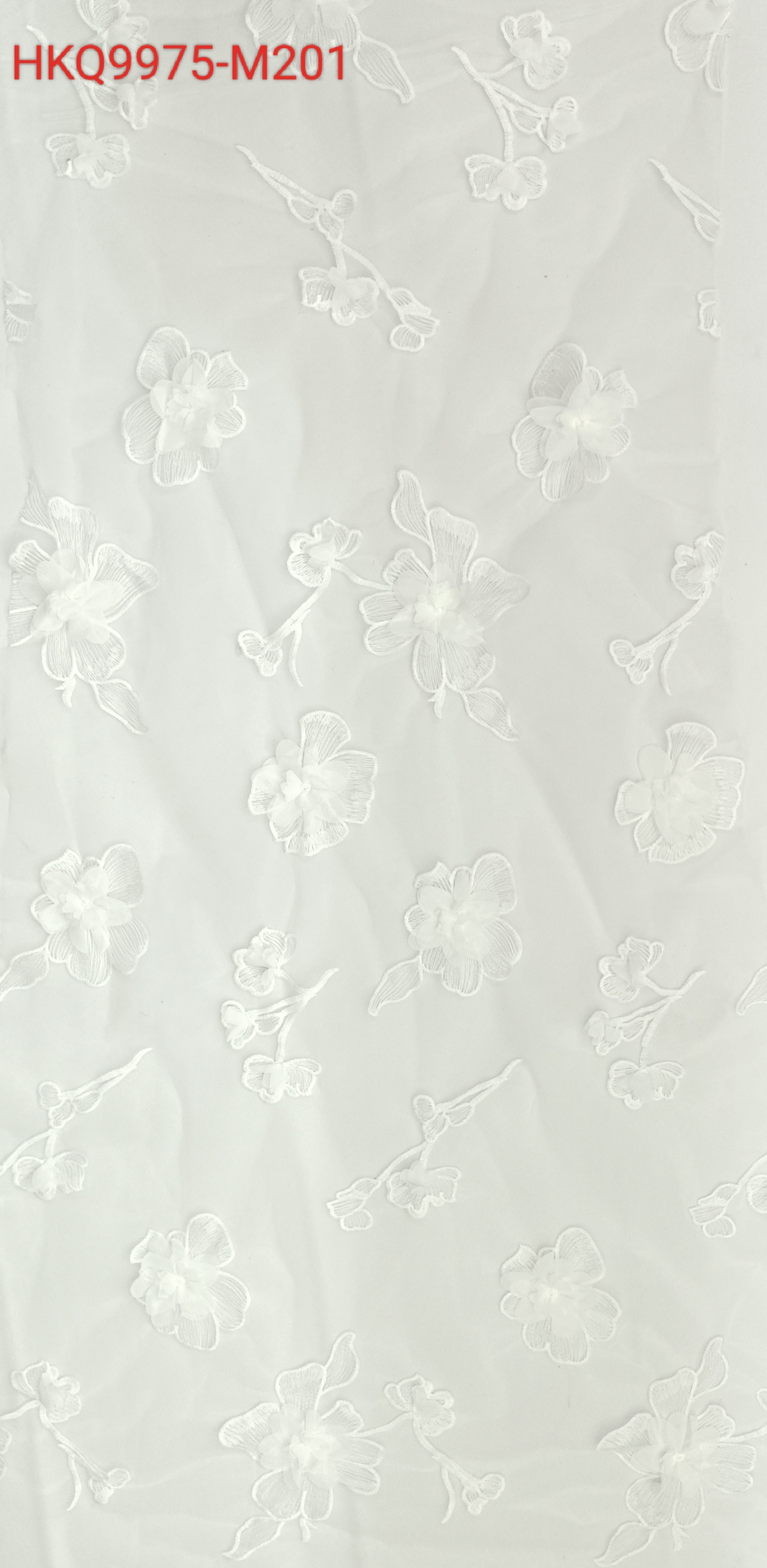 Simplicity White Flower Pattern Plain embroidery Fabric HKQ9975-M201  White Flower Pattern