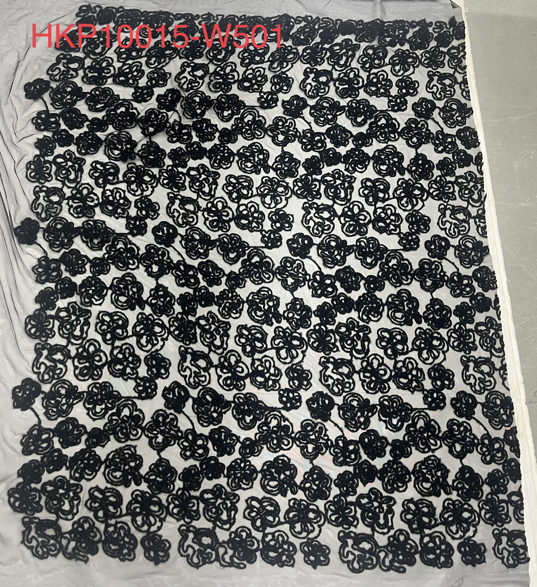 Classic Black Flowers Pattern Plain Embroidery  HKP10015-W501  Flowers Pattern