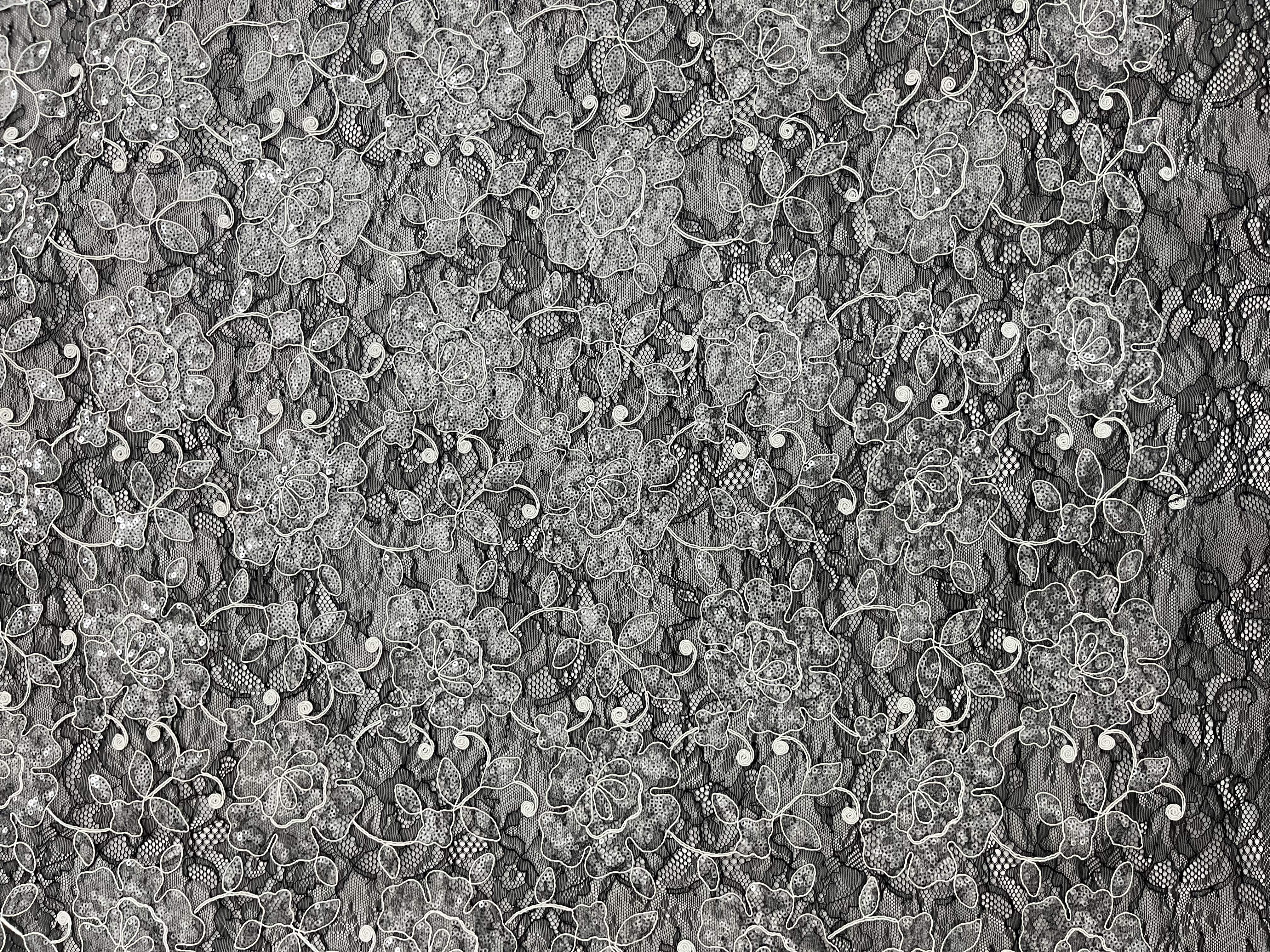 Soft Ground with sequins Lace Embroidery Fabric L-EX-10048  