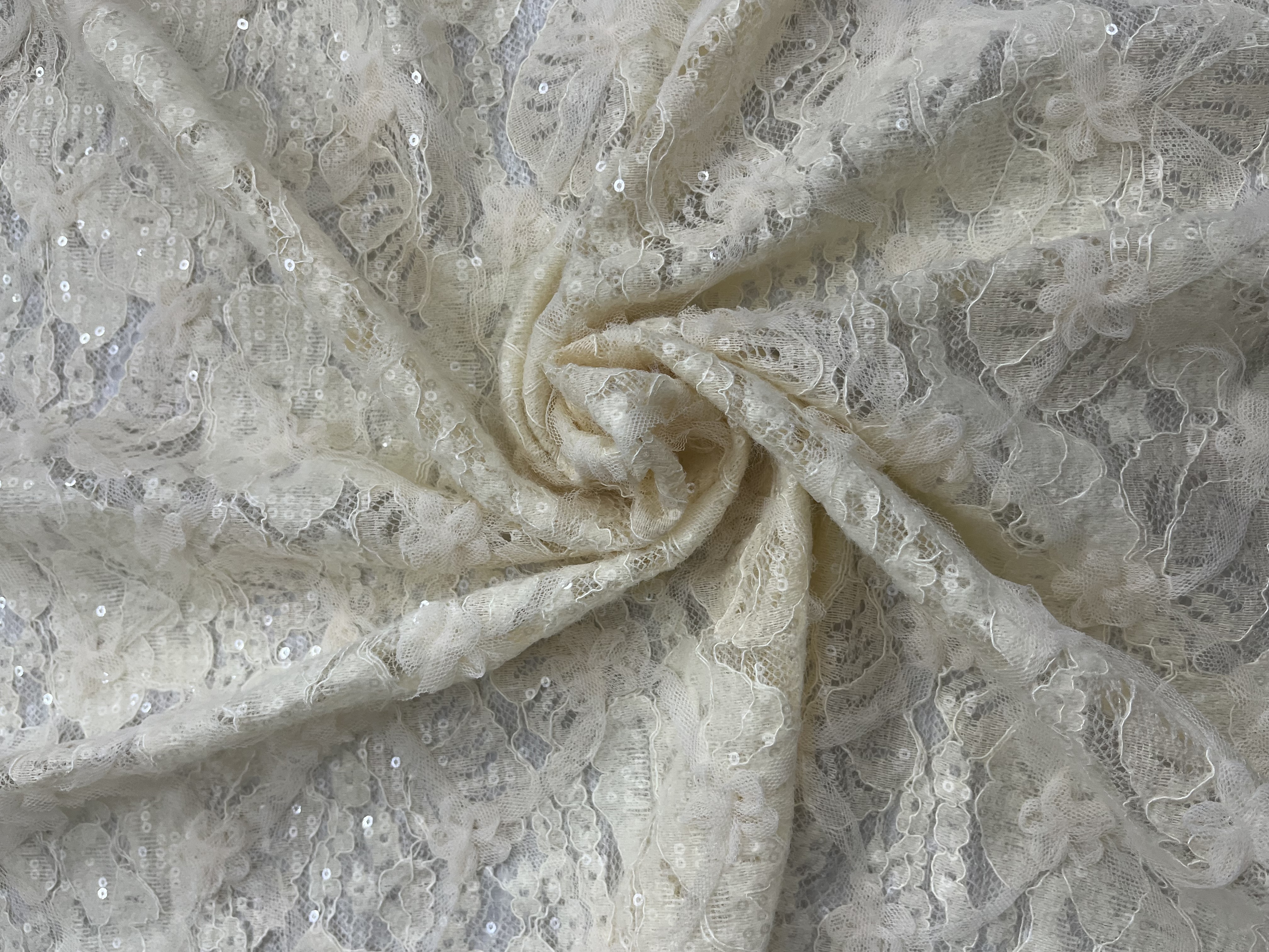 Elegant and Pillowy with sequins Lace Embroidery Fabric  L-YS-10055   