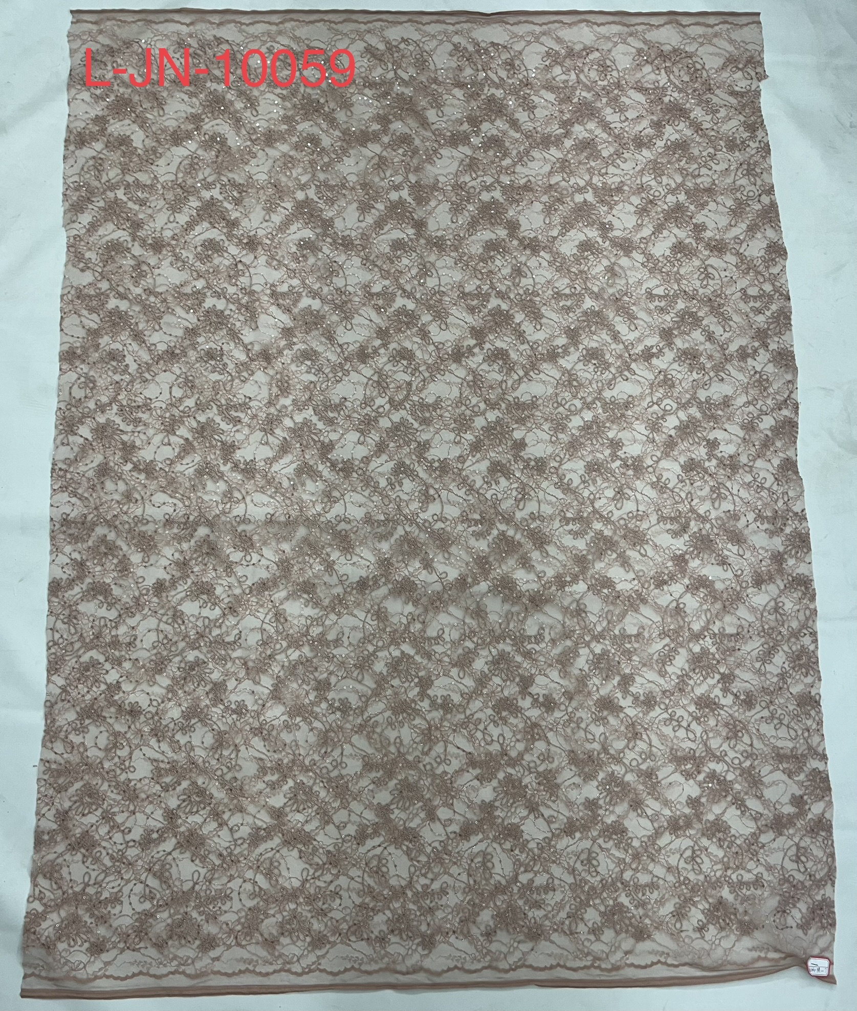  Romance Pink Lace with sequins  Embroidery Fabric L-JN-10059   