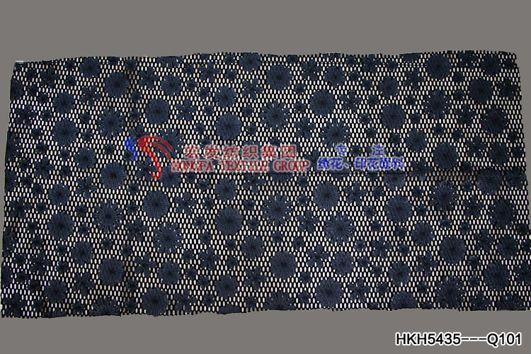 Black Heavy Flowers Pattern with Leather Laser Embroidery  Fabric HKH5435  Laser Embroidery Fabric,fashion fabric