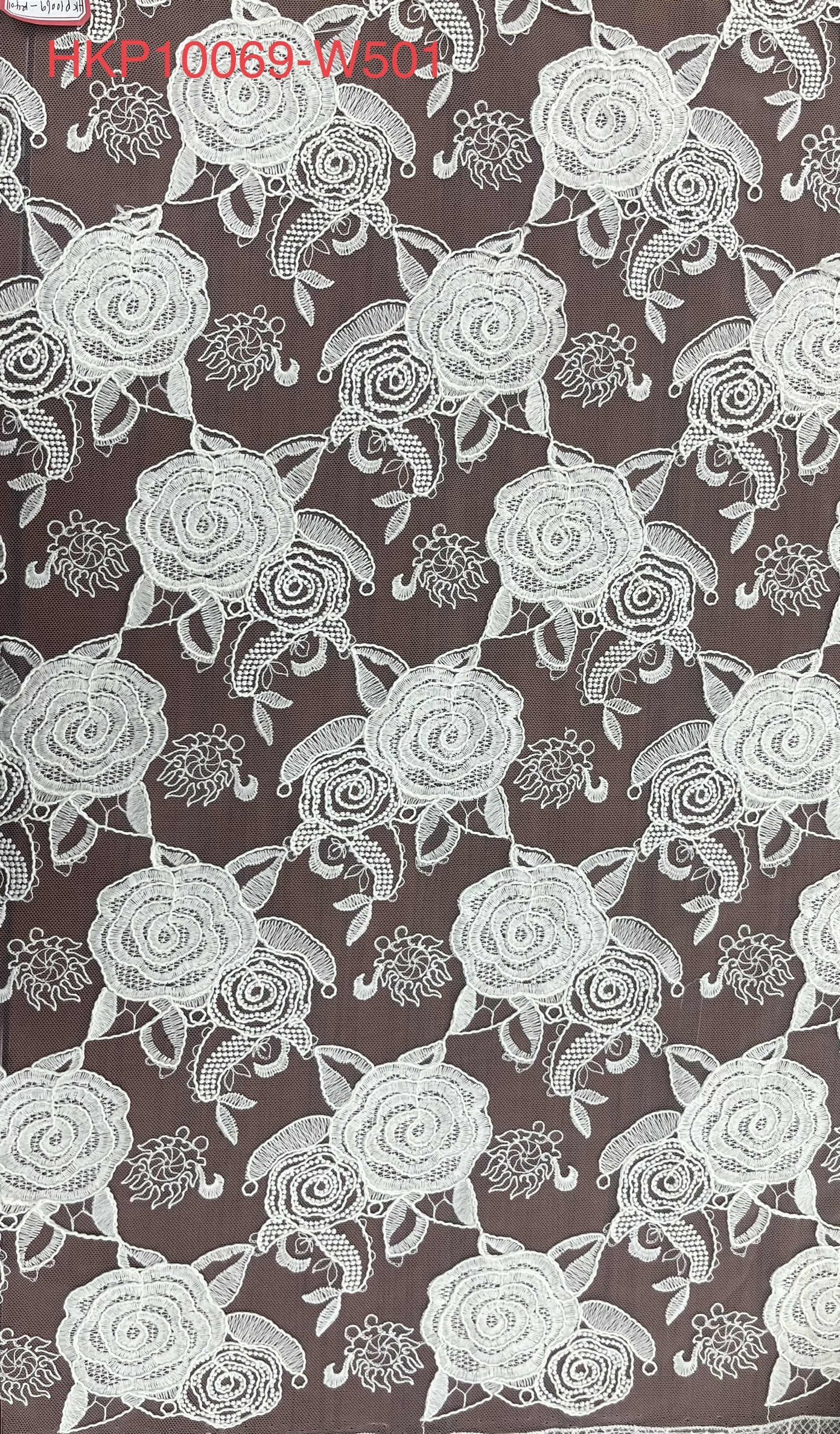 Romance Rose Pattern Plain Embroidery HKP10069-W501  