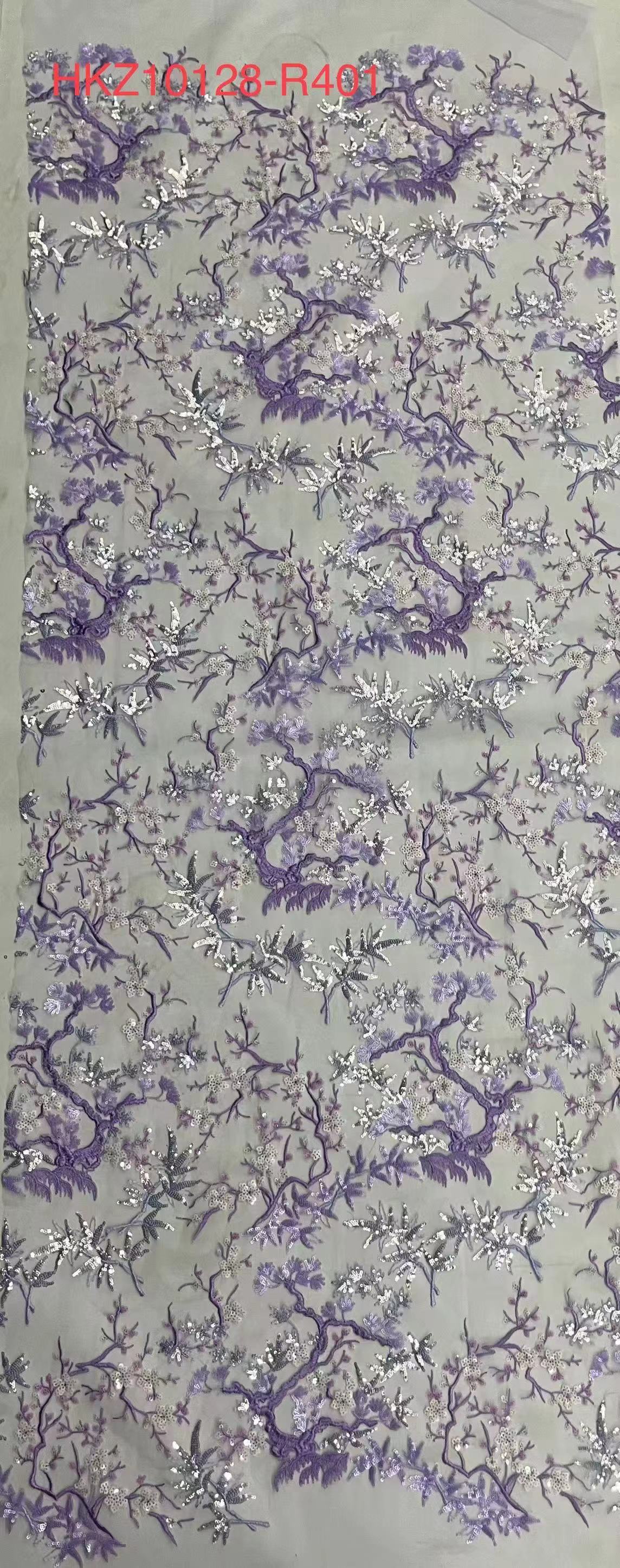Multi-colored Floral  and Leaf Pattern Sequins Embroidery Fabric HKZ10128  textile factory,embroidery fabric,dress fabric