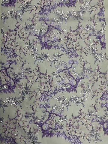 Multi-colored Floral  and Leaf Pattern Sequins Embroidery Fabric HKZ10128  textile factory,embroidery fabric,dress fabric