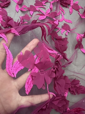 New Styles Colorful Flowers Pattern 3D Embroidery Fabrics HKZ10142  3d embroidery,fashion embroidery fabric,textile factory
