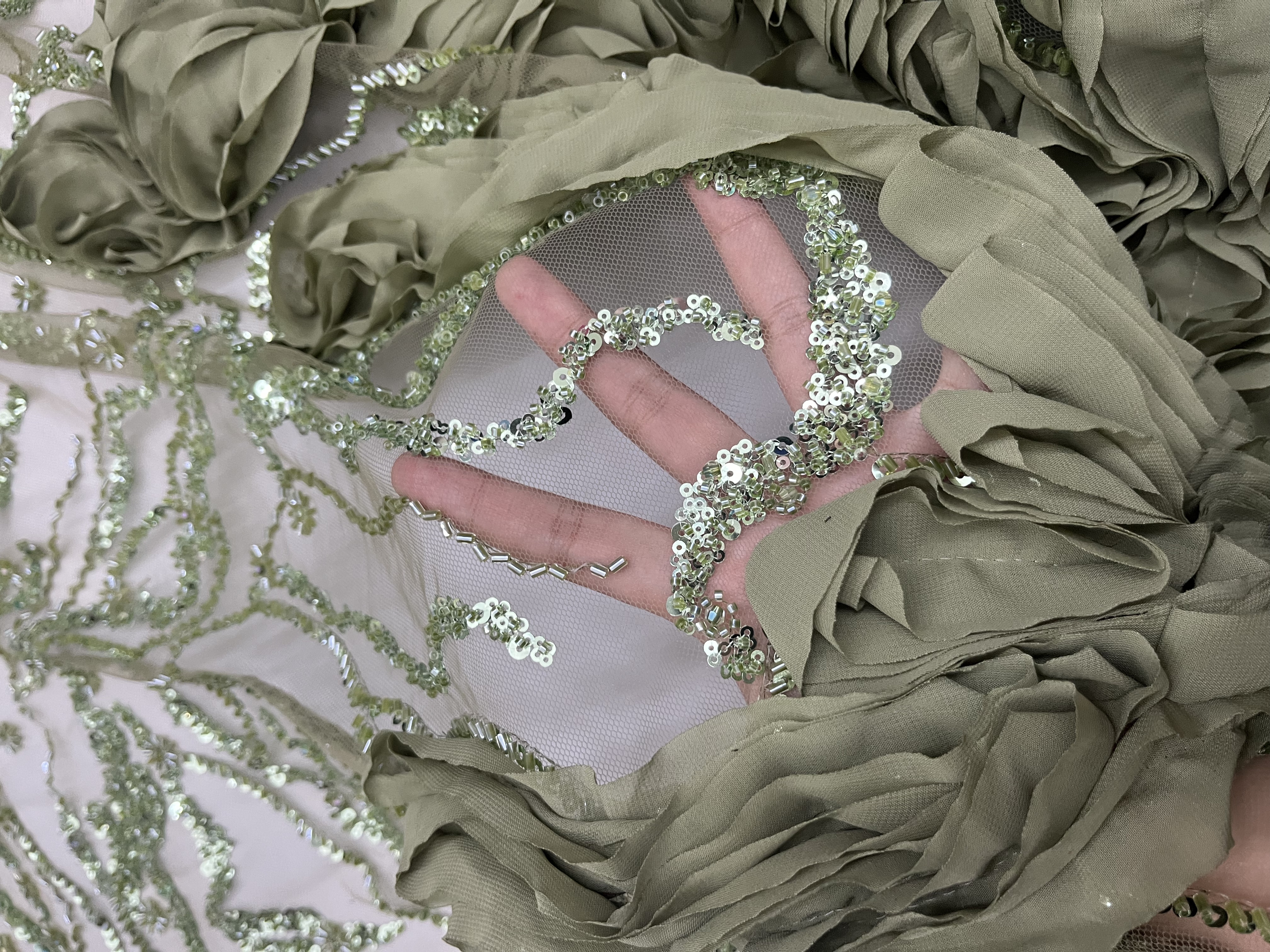 New Styles Creative Collling and Sequins Embroidery Fabric HKZ10114  embroidery fabric,fashion embroidery fabric,textile
