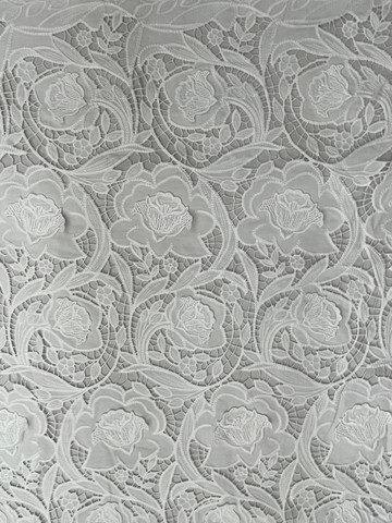 White Flower Pattern with Chiffon Fabric Laser Cutting Embroidery Lace  HKH10087  Laser Cutting Embroidery Lace,cotton fabric,wedding dress fabric