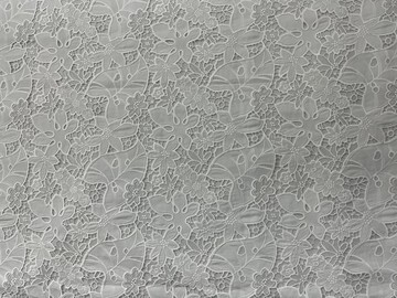 White Leaf Pattern with Chiffon Fabric Laser Cutting Embroidery Lace HKH10090  Laser Cutting Embroidery Lace,cotton fabric,wedding dress fabric