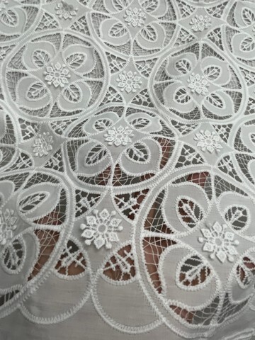 White Diamond Pattern with Chiffon Fabric Laser Cutting Embroidery Lace HKH10091  Laser Cutting Embroidery Lace,cotton fabric,wedding dress fabric