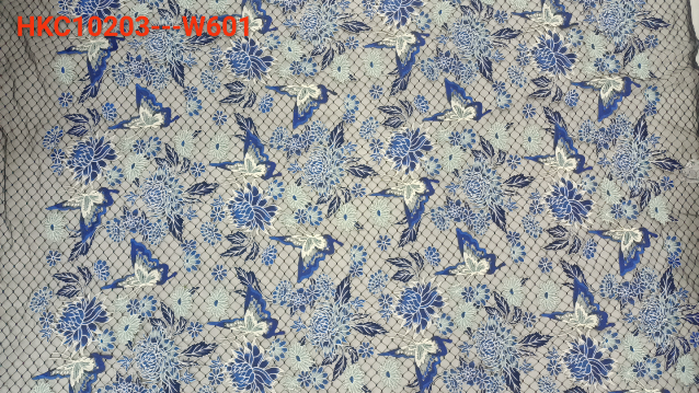 Intricate Design with Blue And White Patterns Chemical Lace Embroidery Fabric HKC10203  colorful patterns,beautiful flowers embroidery,Chemical Lace