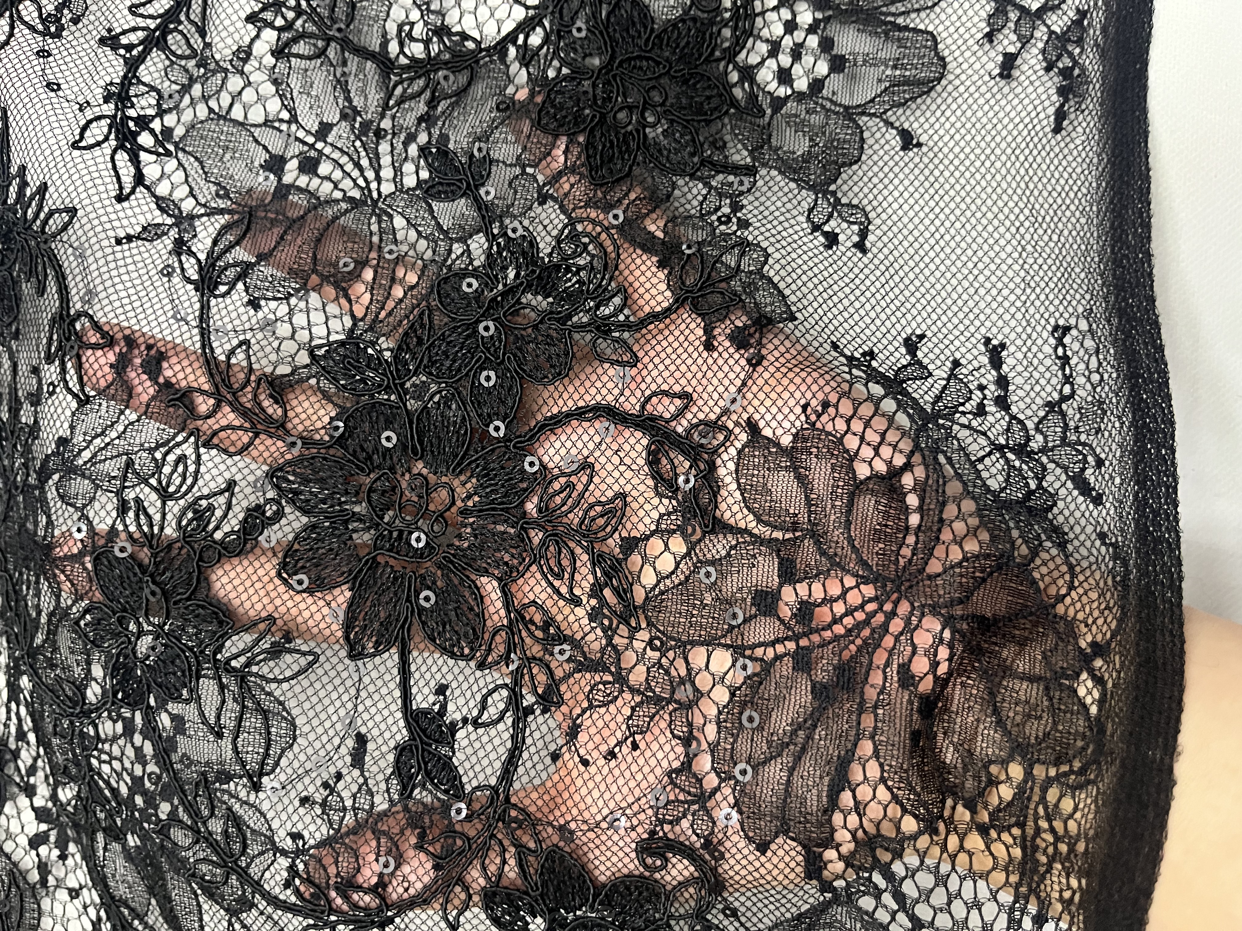 Soft Ground with sequins Lace Embroidery Fabric LEX10037  