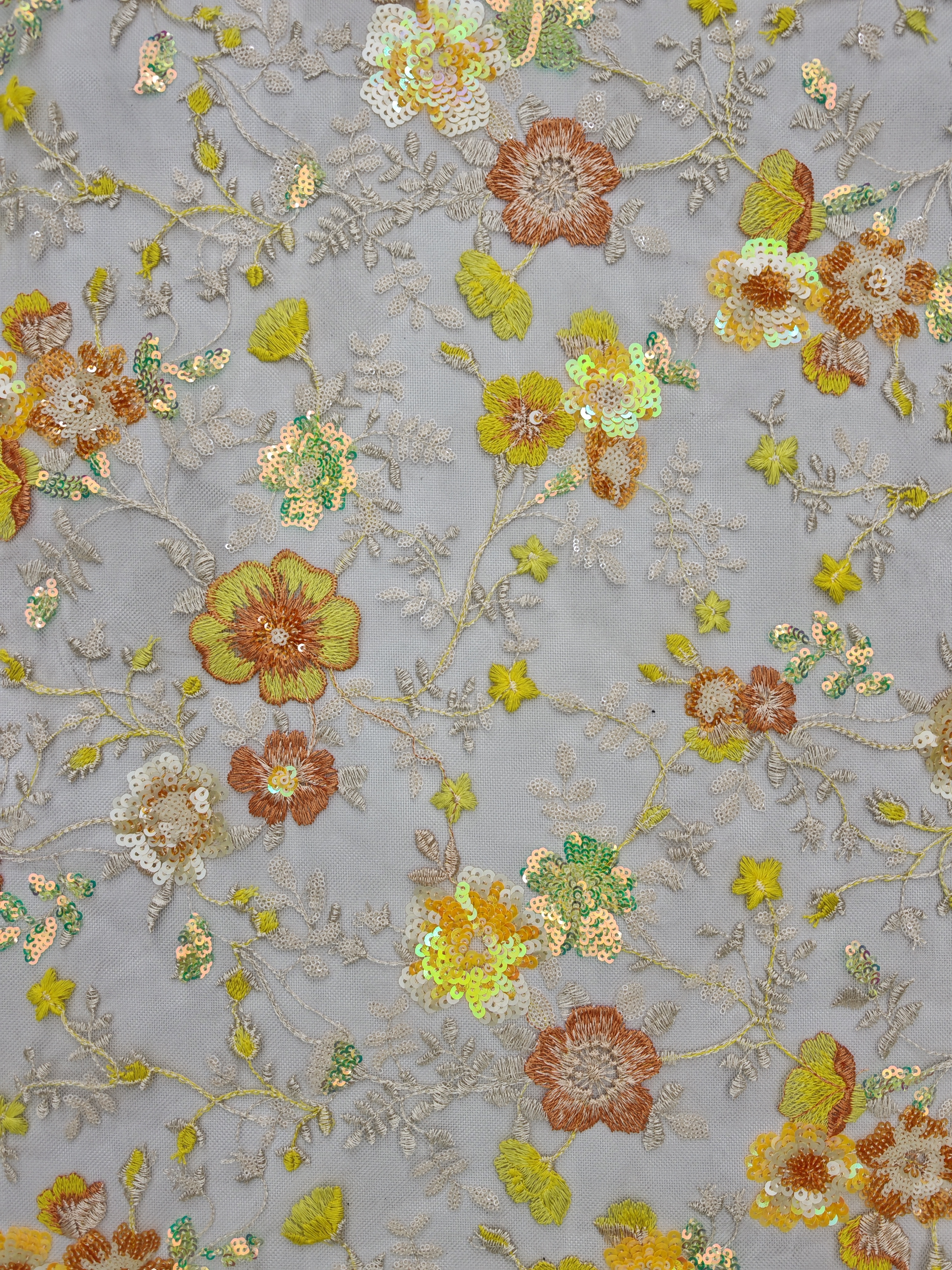 Shinning Cute Sequins Embroidery with Multi-Color Flowers Patterns HKZ10257  sequins embroidery factory