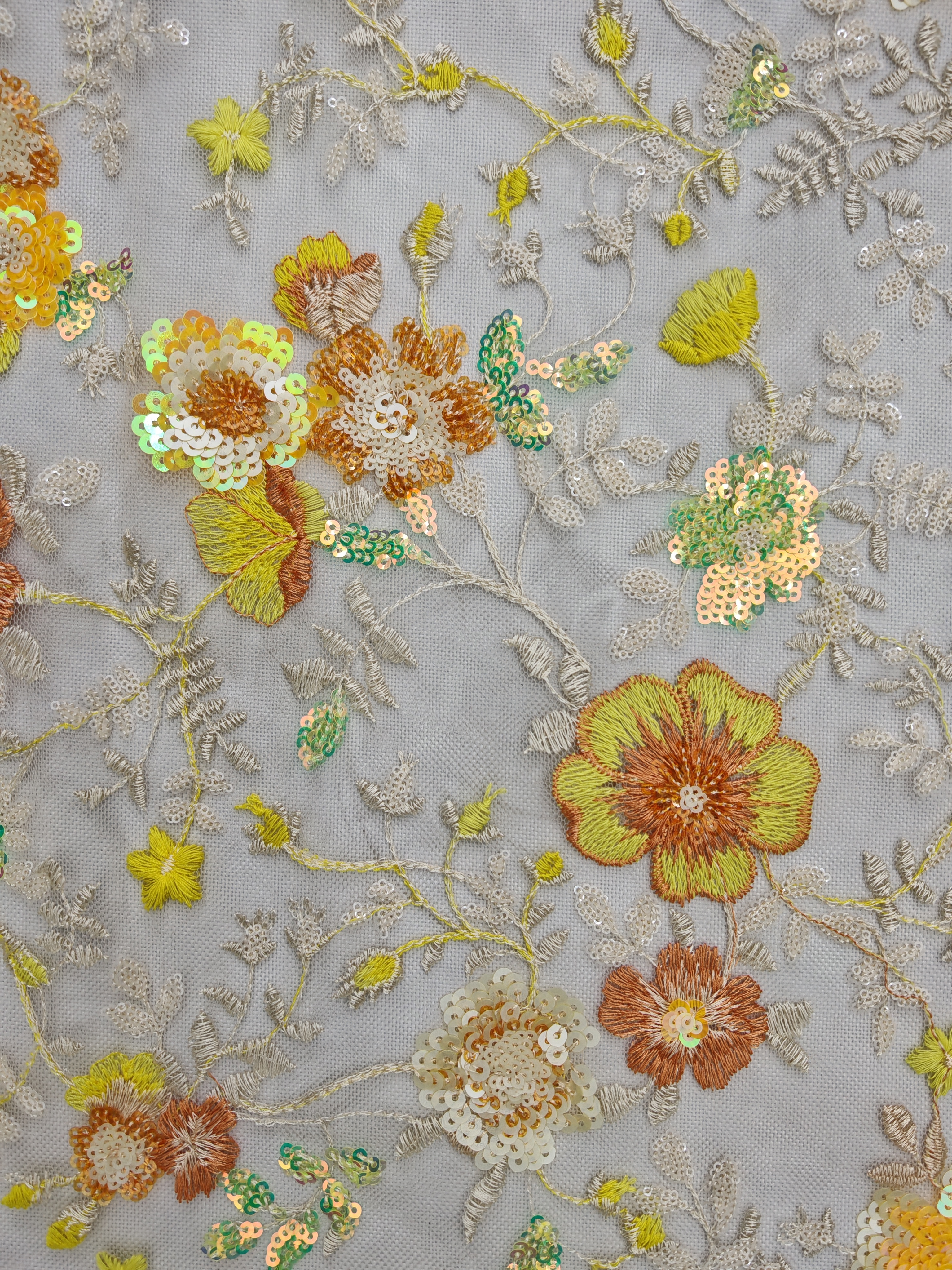 Shinning Cute Sequins Embroidery with Multi-Color Flowers Patterns HKZ10257  sequins embroidery factory