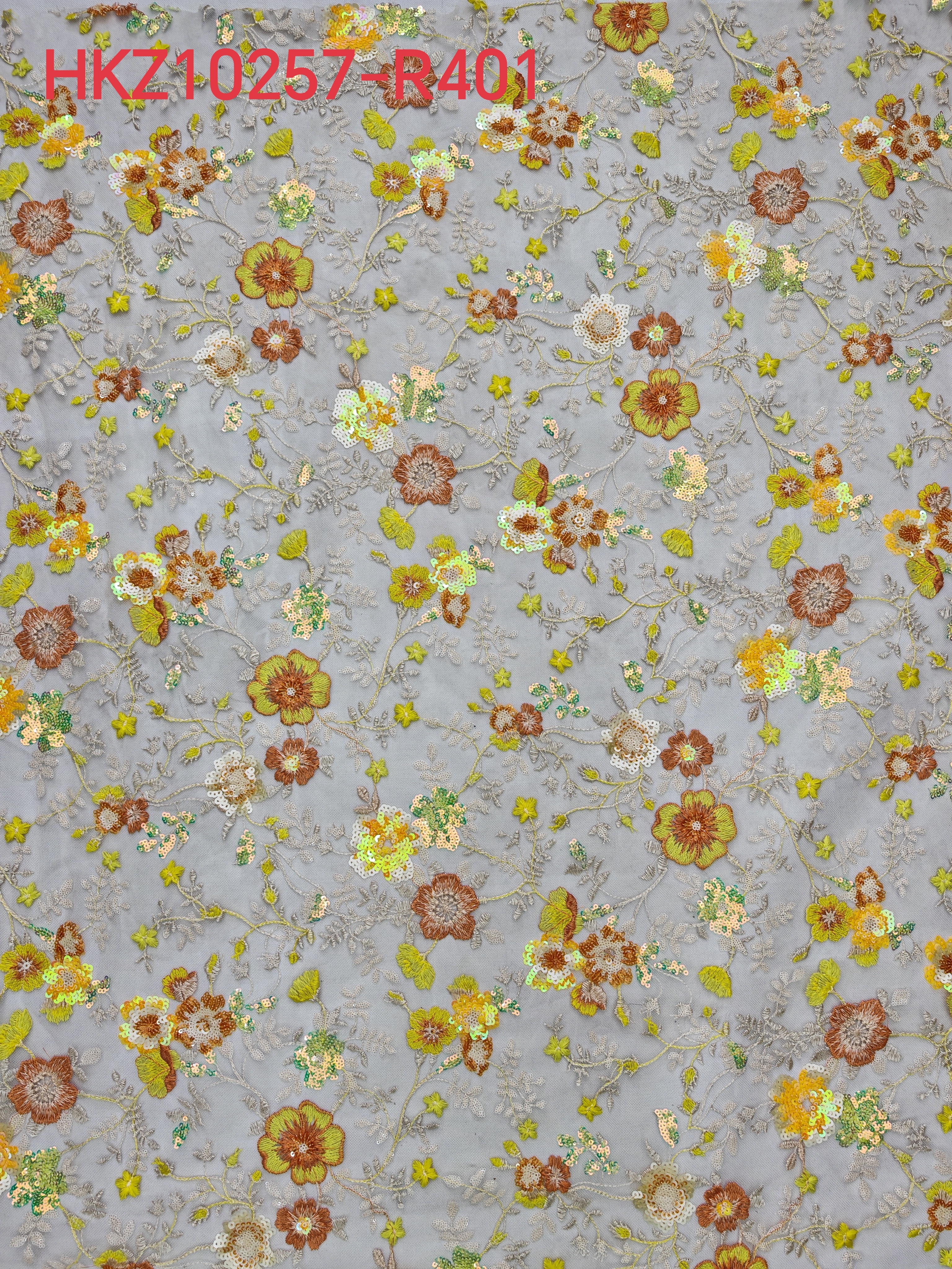 Shinning Cute Sequins Embroidery with Multi-Color Flowers Patterns HKZ10257  sequins embroidery factory